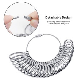 Ring Sizer Gauge Set with Plastic Ring Sizer Belt Metal Finger Measurement Tools US 0-13 Standard Finger Sizing Tool for Women and Men