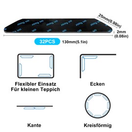 CKJ Pack of 32 Non-Slip Mats for Carpets, Washable Carpet Grippers, Non-Slip Mat, Reusable, Strong Adhesion, Non-Slip Carpet Underlay for Hard Floor
