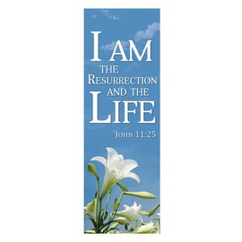 Trinity Church Supply New Life Series Banner Enhance Worship Spaces with Faithful Decor, Heavenly Sanctuary Christian Religious Banners, I Am the Resurrection, 2ft x 6ft