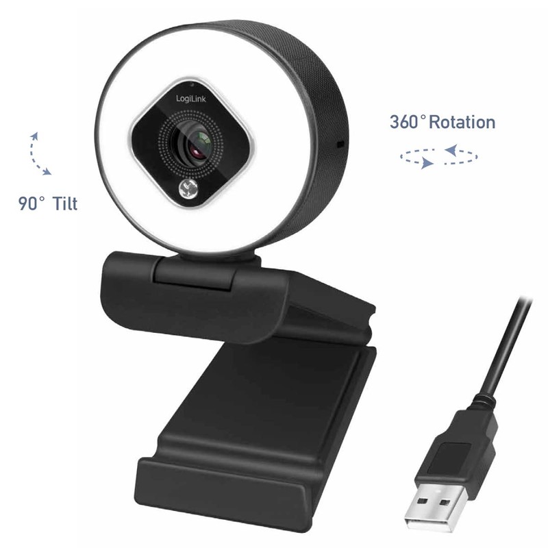 LogiLink UA0384 Full HD USB Webcam 76° Dual Microphone Auto