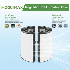 2-IN-1 Filter Replacement Compatible with Dyson PH01 HP07 HP10 TP07 TP10 TP09 HP09 HP06 TP06 Air Puri-fier 360 Combi Glass Pure Cool Hot Humidify Fan, 2-IN-1 HEPA + Carbon Filter 1 Pack BLACK