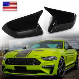 Willorder_2020 For 2015-2020-2022 Ford Mustang M Horn Style Gloss Black Side Mirror Cover Cap `