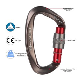 XINDA Screwgate Locking Carabiner Clip - Professional Rock Climbing Carabiner Screw Lock,Heavy Duty Carabiners for Climbing,Mountaineer,Hammock,Camping,Outdoor Equipment (2 pcs Gray)
