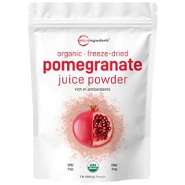 Organic Pomegranate Juice Powder, 1 Pound | 100% Natural Fruit Powder | Freeze Dried & Cold Pressed | No Sugar & Additives | Great Flavor for Drinks, Smoothie, & Beverages | Non-GMO & Vegan Friendly