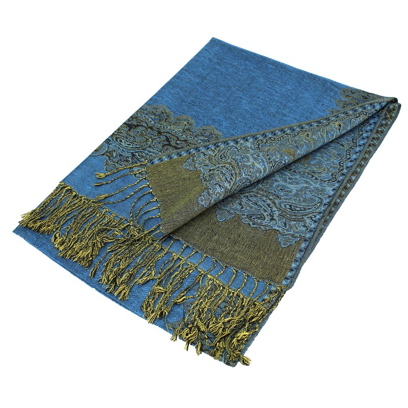 Paskmlna Chal de pashmina de doble capa reversible con patrón
