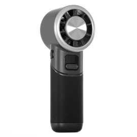 Nqimoed Portable Handheld Turbo Fan with Ice Cooler, 5-Speed Strong Wind, 10H Cooling Time, Rechargeable Foldable Mini Fan, LED Display, Small Powerful Personal Fans for Travel, Outdoor, Office, Black