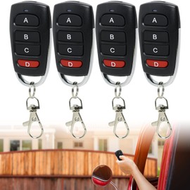 Pack of 4 Universal Garage Door Remote Controls 433 MHz Garage Door Remote Switch Gate Cloning with 4 Channels Clone Remote Switch for Gates and Garages
