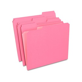 Staples 508952 Colored File Folders w/ Reinforced Tabs Letter 3 Tab Pink 100/Box