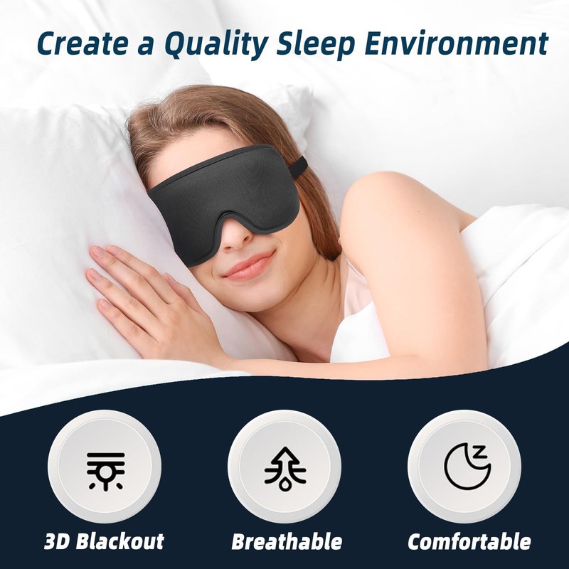 CCAIPU 100% Blackout Sleep Mask, 3D Ultra Soft Eye Mask