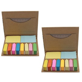Ipienlee Environmental Protection Kraftpaper Sticky Memo Note and Page Markers Assorted Bright Colors and Size Set of 2