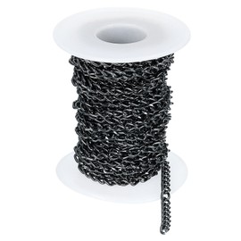 sourcing map 16.4Feet Aluminum Link Chain, Link Cable Chain Oval Plated Chain Bulk Craft Making Chain Roll for DIY, 5x4x1mm, Dark Gray
