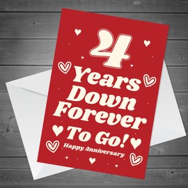 Funny Joke 4th Anniversary Card For Husband Wife Card For Him Her Men Women