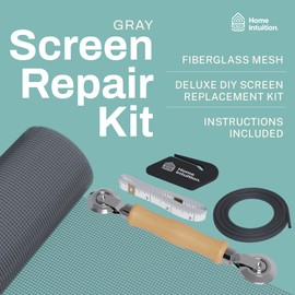 59x106 inch Windows and Screen Door Replacement Repair Kit with Tool Set for Easy Installation, Grey