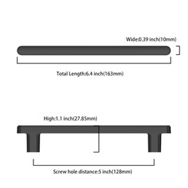 Asidrama 10 Pack 5 Inch(128mm) Matte Black Kitchen Cabinet Handles, Cabinet Pulls Kitchen Cabinet Hardware for Cupboard Drawer Pulls