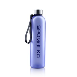 SPOMALKA BPA-Free Tritan Water Bottle 1L/32oz with Time Marker, Leak-Proof, Dustproof Lid and Carry Strap - Perfect for Sports, Gym, Outdoor, Travel & Office (Purple)