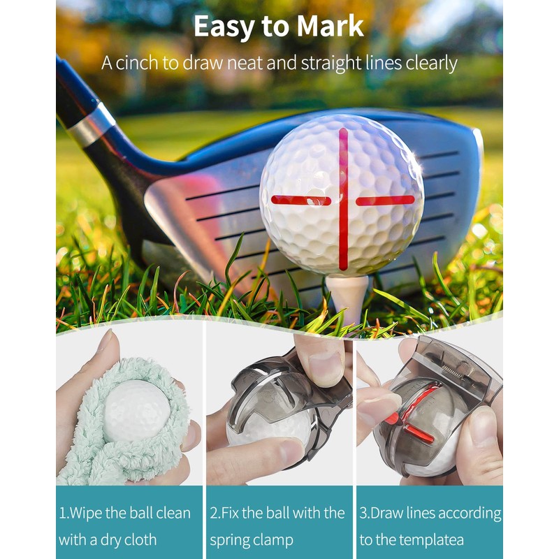 Uniclife 2 Pieces Golf Ball Liner Template for Putt Linear