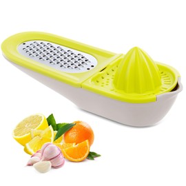 Lemon Squeezer Pouring Hand Citrus Juicer Zests Grates,Multi-purpose 3-in-1 Manual Juicer for Oranges,Lemons,Citruses Grates Garlic, Spices, Cheese,2 Grating Surfaces（Green）