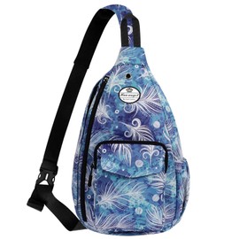 HUA ANGEL Stylish Chest Bag Crossbody Bag Lightweight Floral Pattern Backpack Women's Waterproof Small Sling Bag Chest Bag Shoulder Bag Women's with Bottle Compartment for Travel Sporty Hiking, Light