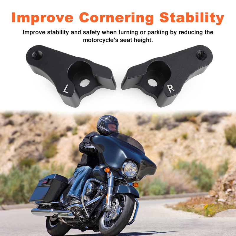 2 Inch Lowering Blocks Kit Fits 2002-2023 HarleyTouring Models/Road Glide/Street