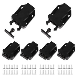 Pack of 6 Door Latch with Touch Release, Push to Open Door Opener Black with Screws, Push Catch Catch, Spring Catch Automatic for Cabinet Doors and Drawer