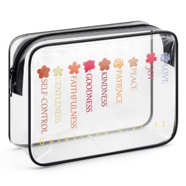Christian Gifts for Women Religious Makeup Bag Inspirational Motivational Gifts for Girls Friends Sister Bible Verse Flower Cosmetic Bag Christmas Birthday Graduation Gifts PVC Clear Toiletry Pouch