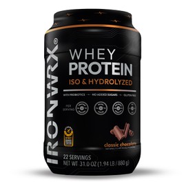 IRONWRX Hydrolyzed Whey Protein Isolate | Classic Chocolate Flavor | 22 Servings | 30g Protein, 7.4 g BCAAs | For Muscle Growth and Recovery | Informed Sport Certified Free of Banned Substances