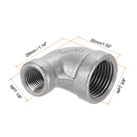 HARFINGTON 304 Stainless Steel 90 Degree Elbow Fittings NPT 3/8 x NPT 1/8 Female to Female Threaded Adapter Pipe Fitting for Connecting Water Pipe Air Hose PVC Tube Cast Coupling