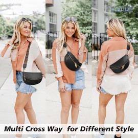 WERFORU Small Crossbody Sling Bag for Women Fanny Packs Faux Leather Chest Bag for Travel