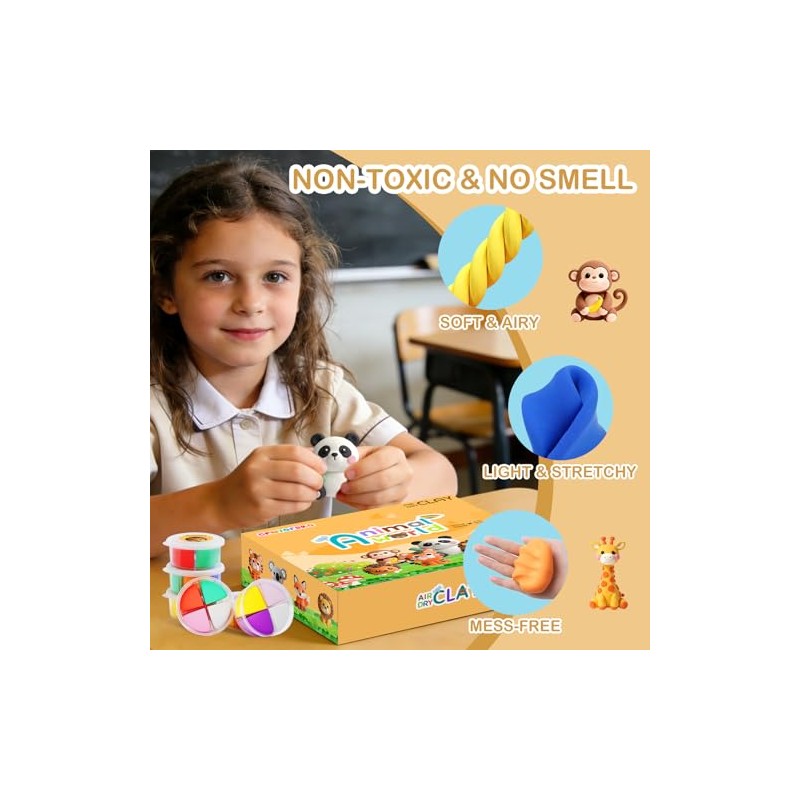 Air Dry Clay Kit - 12 Animal Modeling Clay for
