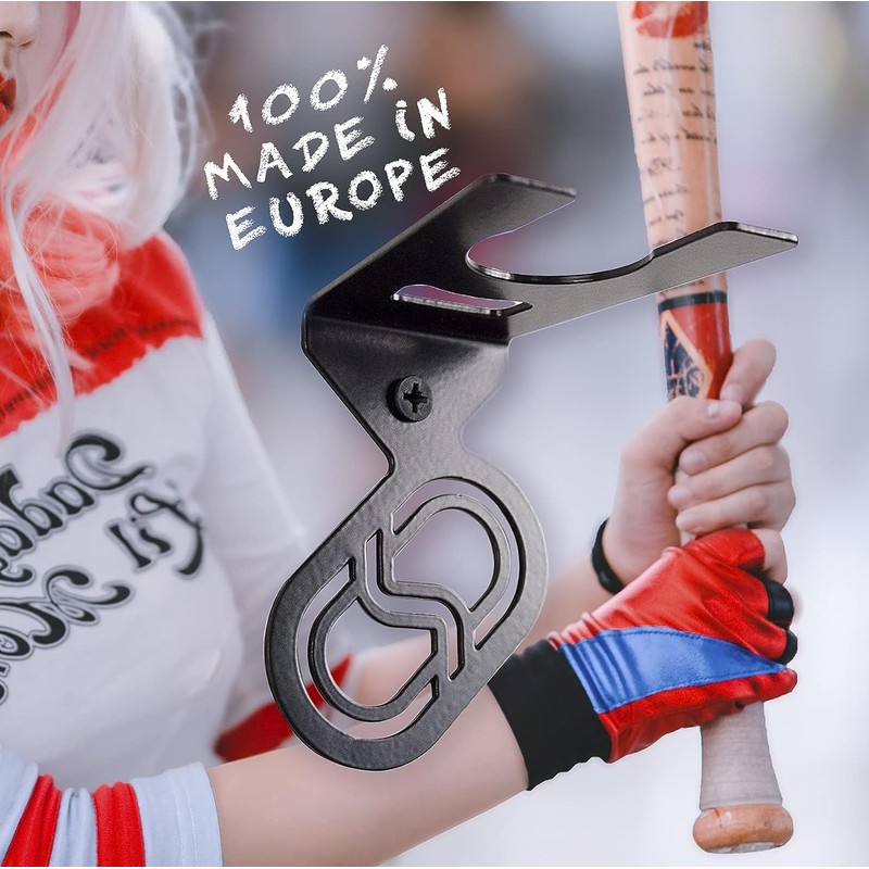 MEOLLO Baseball Bat Holder (100% Steel) (2 x Black)