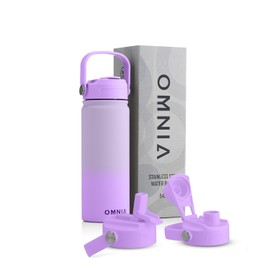 OMNIA Vacuum Insulated Stainless Steel Water Bottle, 2 Lids (Straw & Spout) Leakproof, BPA-Free, Reusable Flask, Hot & Cold Thermos for Sports, Gym, Travel, Outdoors (Gradient Purple, 540ML)