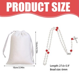 XoeLLe Cross Rosary, Holy Mary Orthodox Cross, Cross Chain, Rosary Necklace with Velvet Gift Bag, Communion Gifts for Girls, Catholic Christians, Religious Communion Christians, Christians,