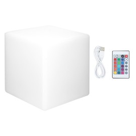 LED Night Light Colorful Square Desk Lamp Dimmable 16RGB Colors 5 Level Dimming with Rechargeable Remote Control10cm square(charging type)