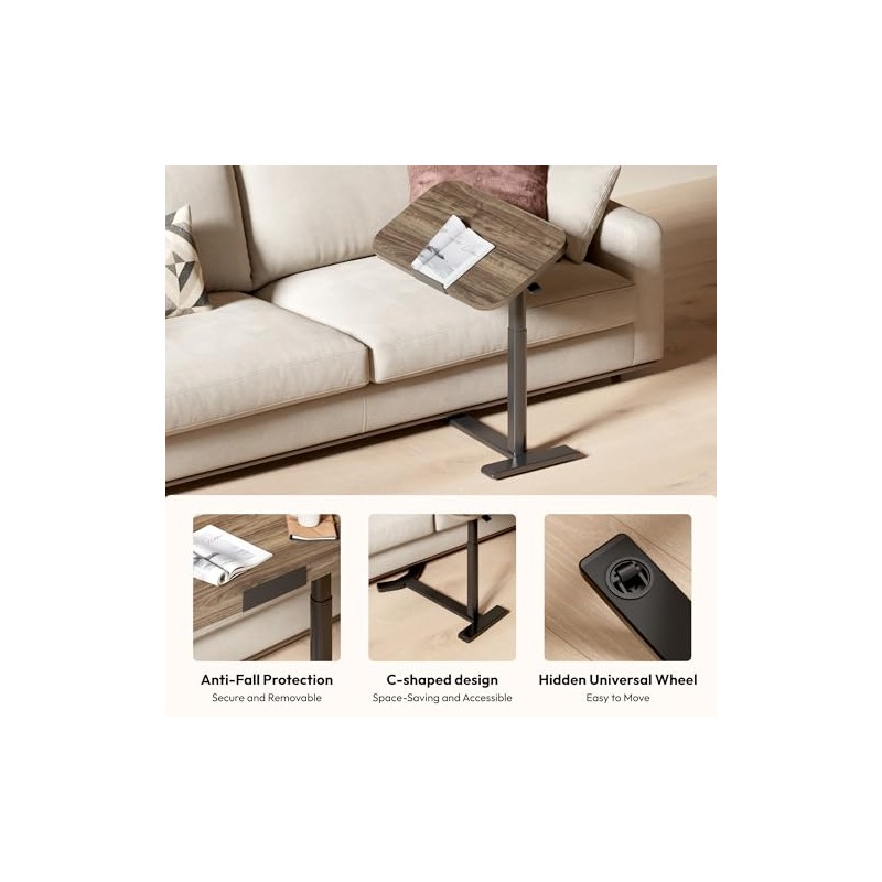 SANODESK Standing Desk Height Adjustable Overbed Bedside Table with Hidden