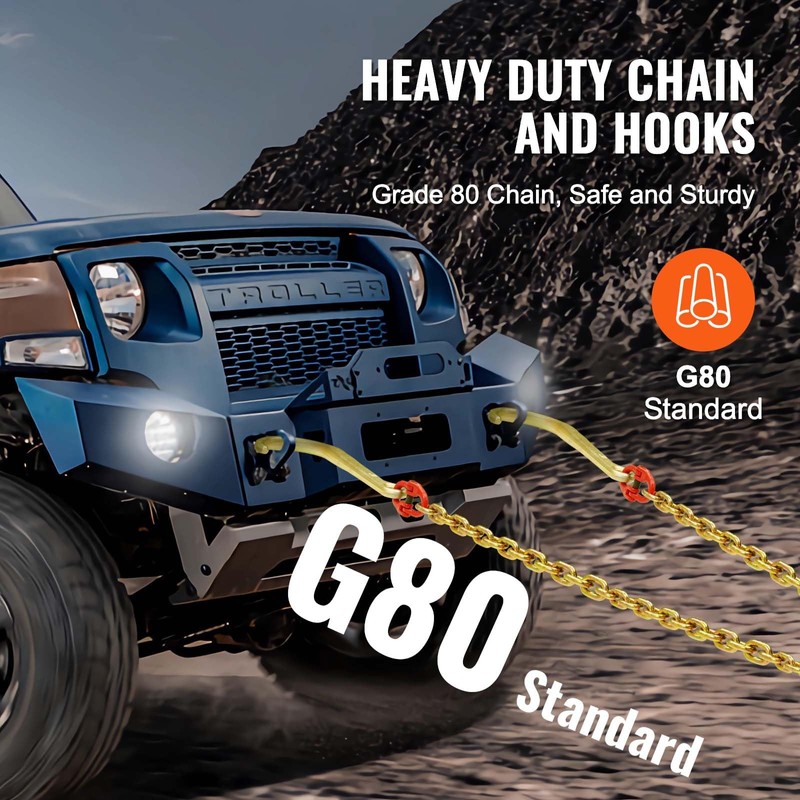 VEVOR G80 V Bridle Chain, 5/16" x 2' Towing Chain