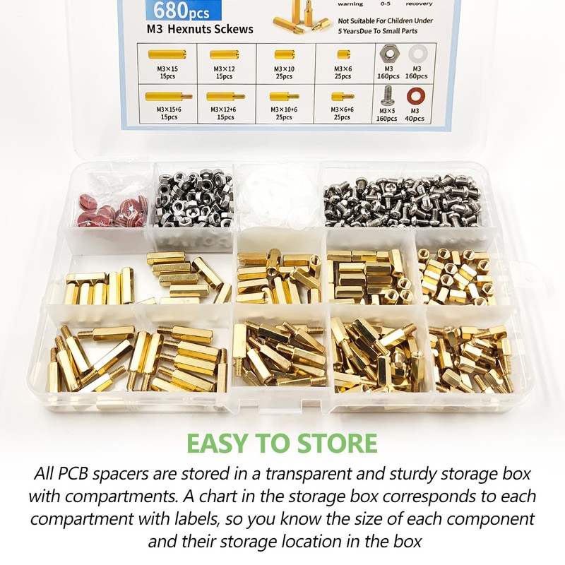 Pack of 680 Motherboard Spacers, Robust and Easy to Use,