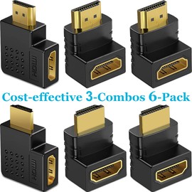 Warmstor 6 Pack HDMI 2.0 Male to Female Angled Adapter Left Right Up Down 90 270 Degree Right Angle HDMI Cable Connector Gold Plated 3D 4K Supported