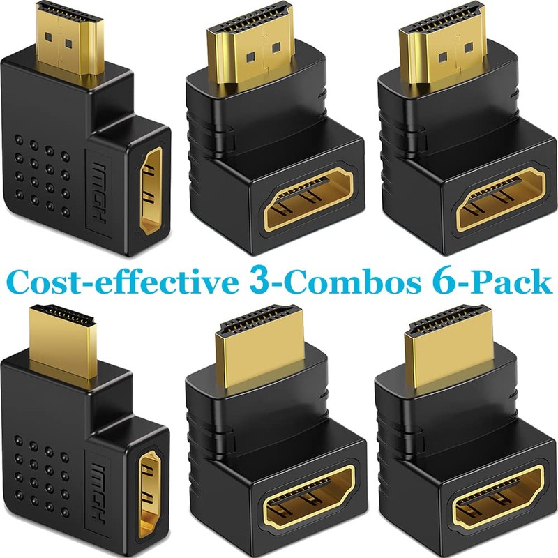 Warmstor 6 Pack HDMI 2.0 Male to Female Angled Adapter