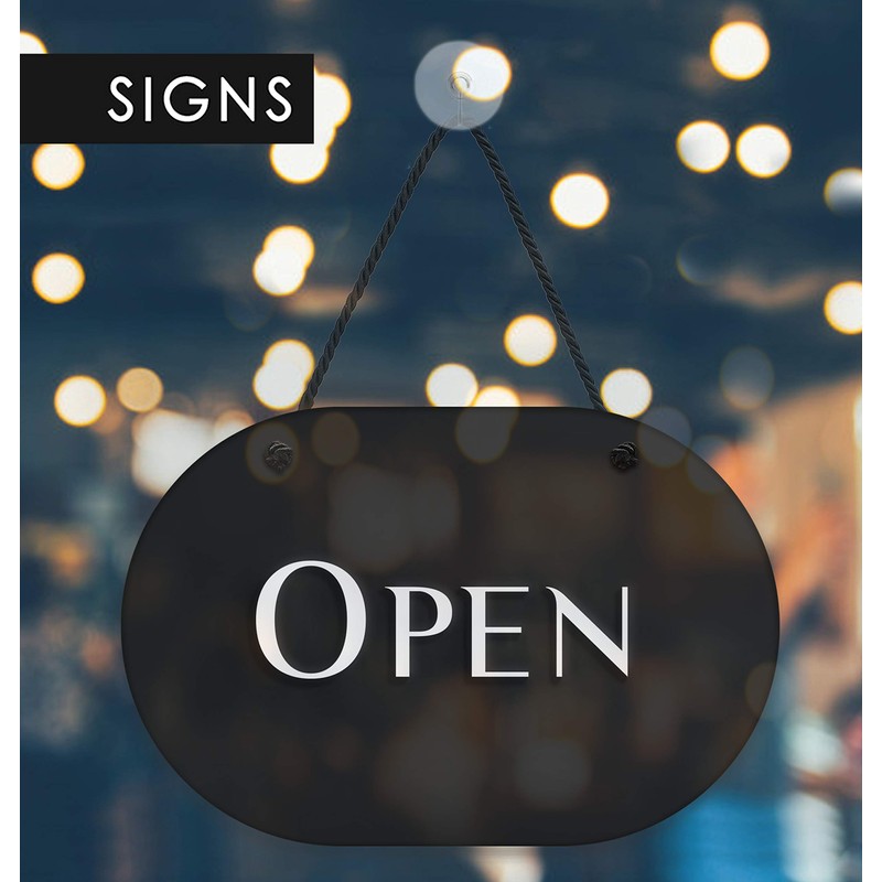 3DP Signs | Stylish Oval Black - Open/Closed Door Sign