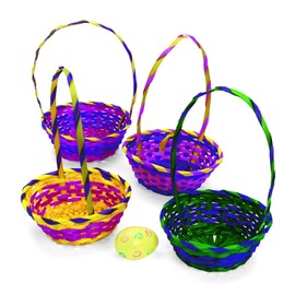 Fun Express Multi-Colored Bamboo Round Baskets for Easter - Decorative Storage Containers Party Supplies Craft Organizers Easter Basket Fillers - Gifts Parties Decorations - Assorted Colors 12 Pieces