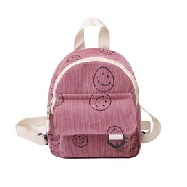Small Backpack Purse Cute Mini Corduroy Bookbag Toddler Backpack School Bags for Women Girls Boys Teens Kids (pink)