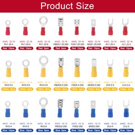 YIXISI 180 Pieces Crimp Terminals Assortment Set, Electrical Cable Lugs, Crimp Connector Set, for Electrical Wiring