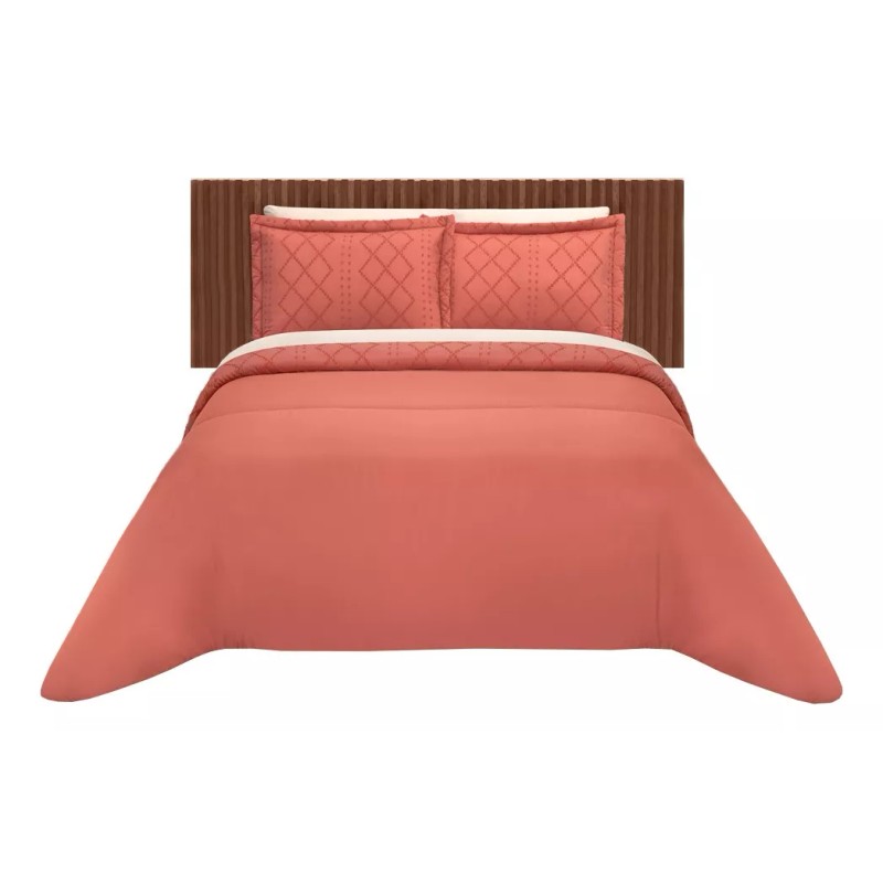 Elefantito Hogar Edredon King Size Con Fundas Premium Cerdeña Terracota