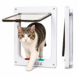 4-Way Locking Pet Door for Cats & Dogs – Secure ABS Flap Door for Indoor & Outdoor Home Access Control