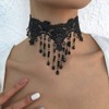 Asphire Gothic Lace Choker Necklace Black Crystal Tassel Collar Necklace