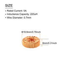 Rebower Toroid Core Inductance Common-Mode Coil Copper Wired, [for DIY] - 220uH 5A / 10 Pcs