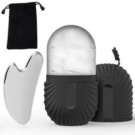 Silicone Ice Face Roller & Stainless Steel Gua Sha Tool Set with Storage Bag, 2 Counts Reusable Face Care Tool Beauty Set for Spring, Skin Care Products for Summer Gift, Comfort Face Massage Tool, Roller Lifting Tool for Women Gifts, Christmas Gift - Col
