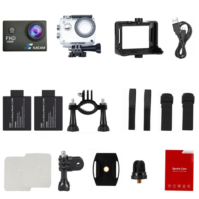 Xilecam Action Camera 1080P 30fps Sports Camera 40m/131ft Underwater Waterproof