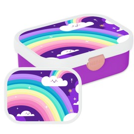 Mepal - Campus Regenboog Lunch Set - Set for Children with Pop-up Water Bottle & Lunch Box - Lunch Set for School or On the Go - Dishwasher Safe & BPA Free - 400 ml + 750 ml - Purple Rainbow