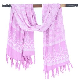 GURU SHOP Bali Batik Sarong, Wall Hanging, Wrap Skirt, Sarong Dress, Beach Cloth, Men/Women, Blue, Synthetic, Size: One Size, Diamond/Fuchsia